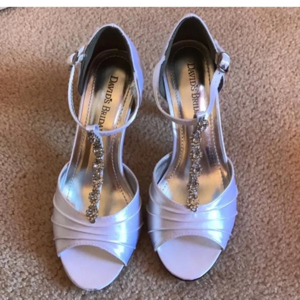 White satin formal heels